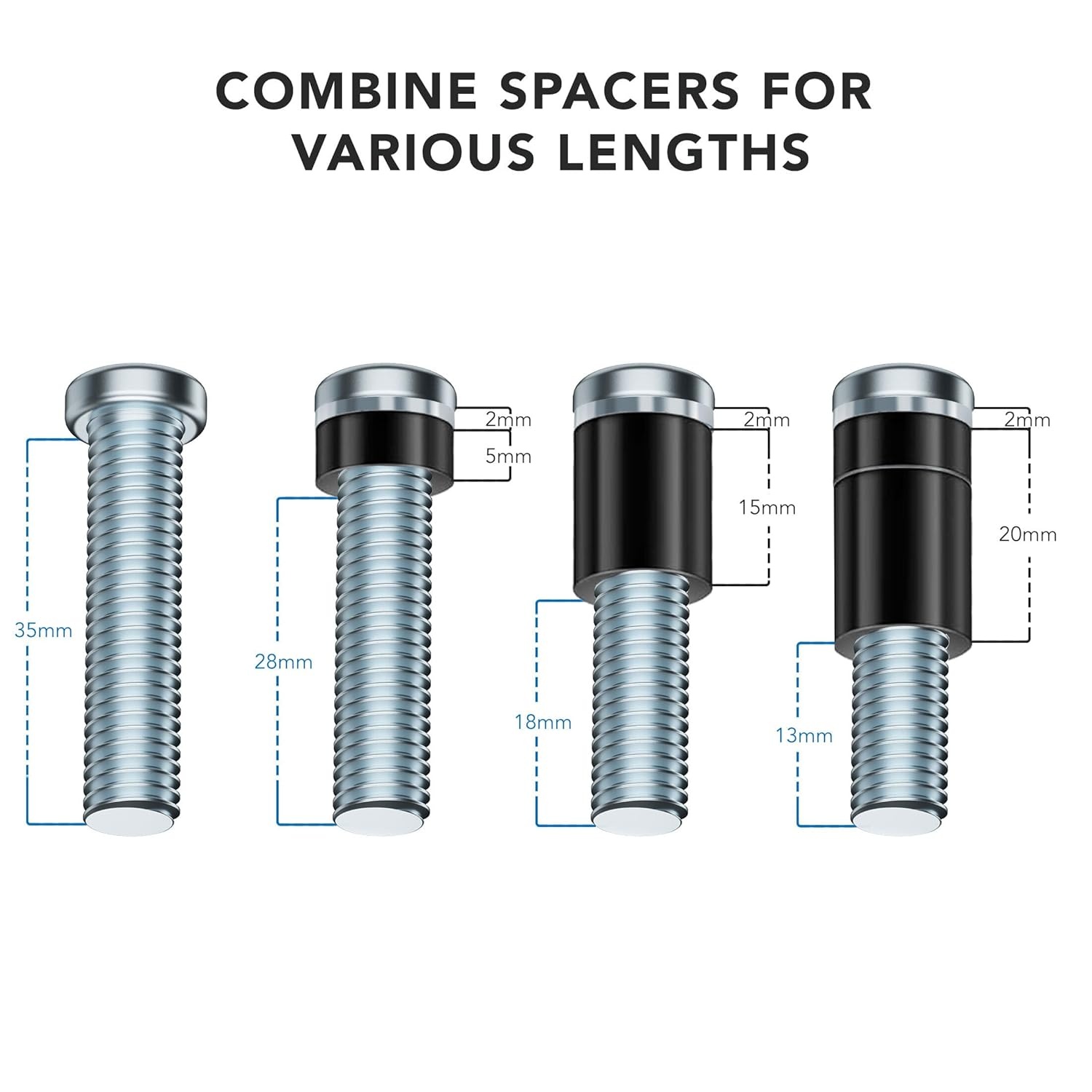image:imageMountIt M8 TV Mounting Hardware Kit Includes M8 x 35mm Screws 5mm amp 15mm Spacers Washers TV Screw Set for Wall Mount Installation Compatible with Samsung LG Sony Vizio amp More