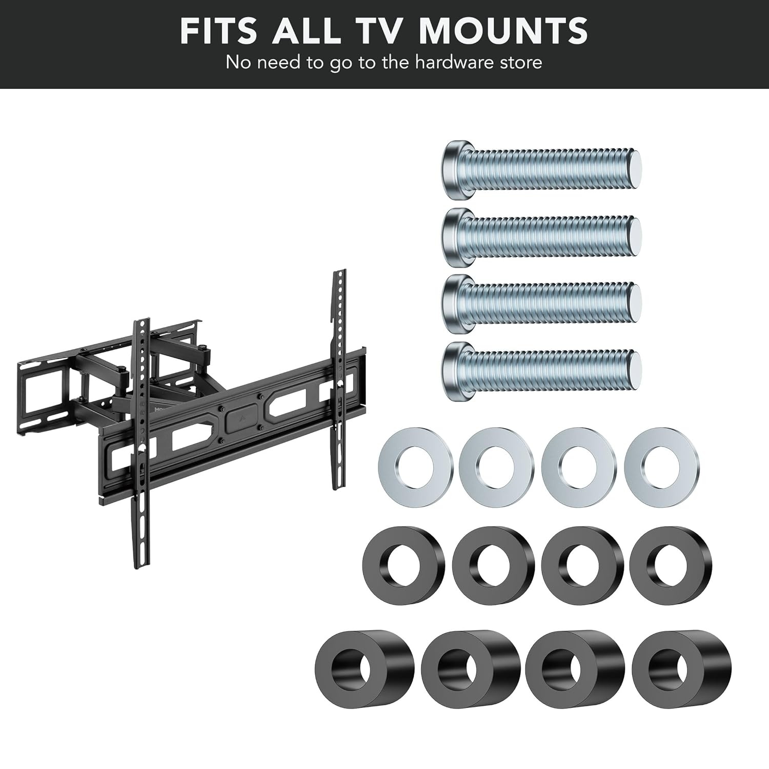 image:imageMountIt M8 TV Mounting Hardware Kit Includes M8 x 35mm Screws 5mm amp 15mm Spacers Washers TV Screw Set for Wall Mount Installation Compatible with Samsung LG Sony Vizio amp More