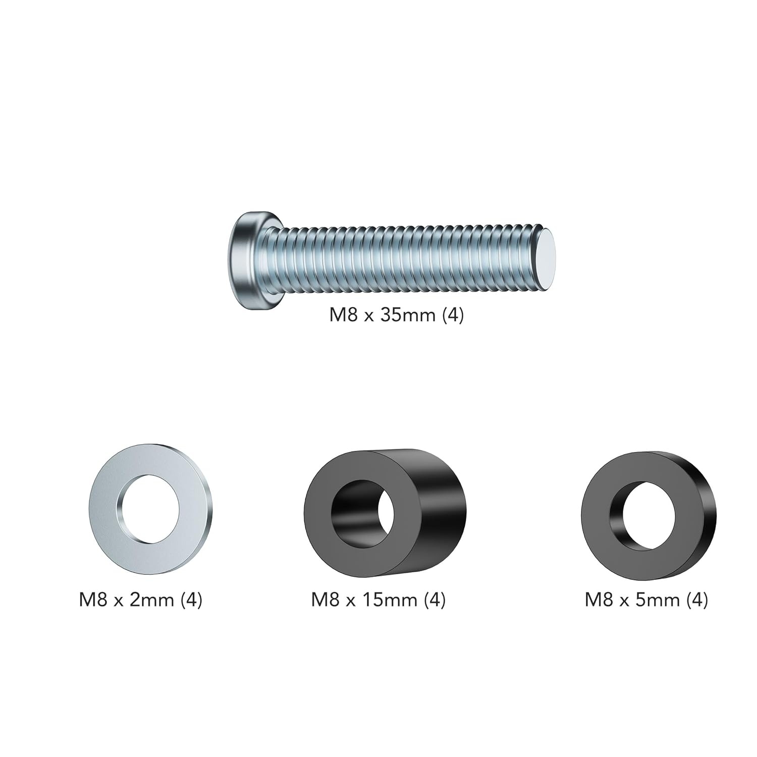 image:imageMountIt M8 TV Mounting Hardware Kit Includes M8 x 35mm Screws 5mm amp 15mm Spacers Washers TV Screw Set for Wall Mount Installation Compatible with Samsung LG Sony Vizio amp More
