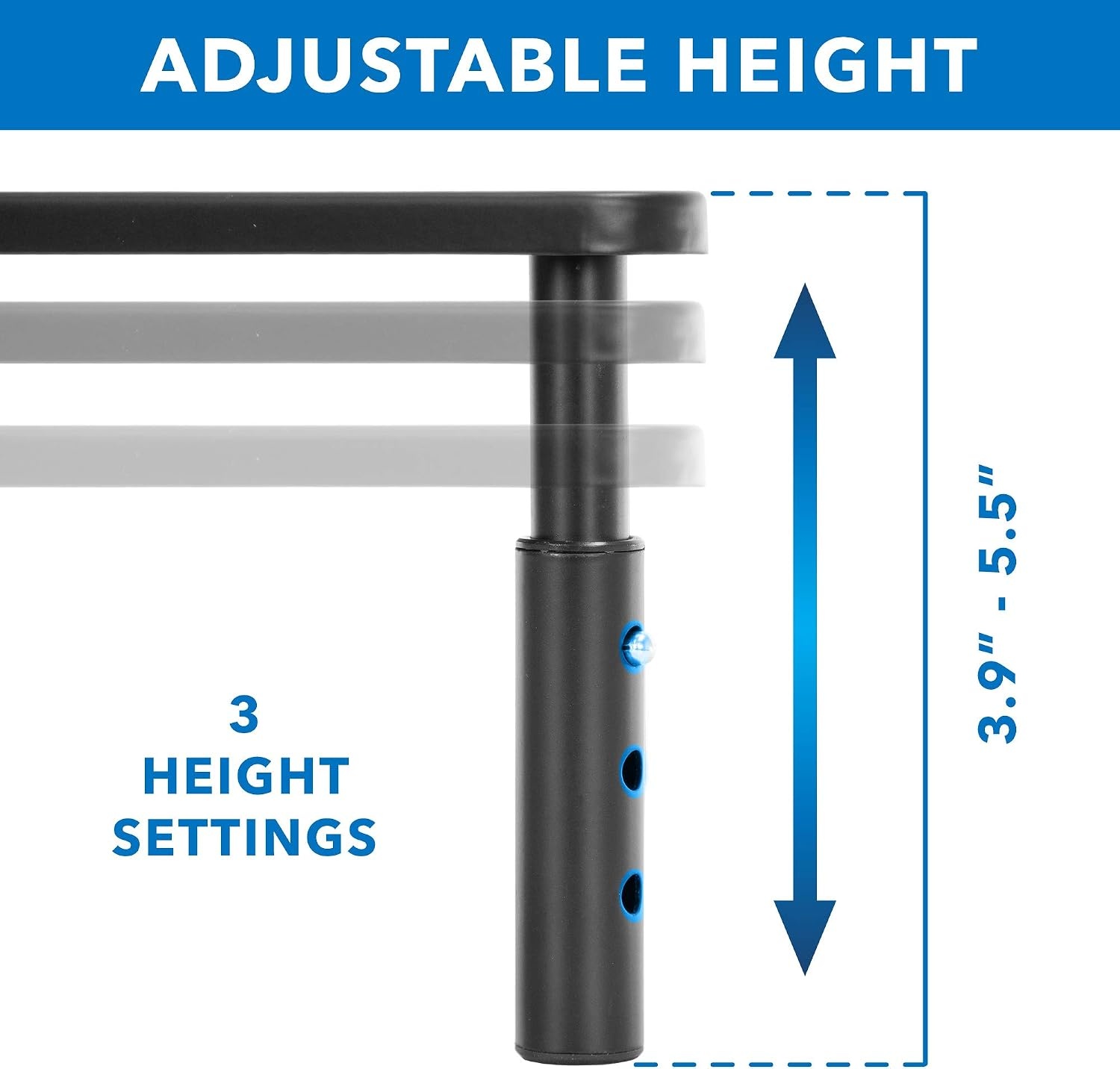 image:imageMountIt Metal Monitor Riser 2Pack Height Adjustable Computer Display and Laptop Stand for Desktop Fits Up to 32 Screens 44 Lbs Capacity Set of Two RisersSet of 2