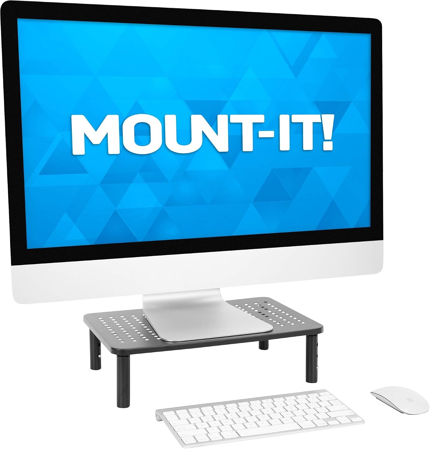 image:imageMountIt Metal Monitor Riser 2Pack Height Adjustable Computer Display and Laptop Stand for Desktop Fits Up to 32 Screens 44 Lbs Capacity Set of Two RisersSet of 2