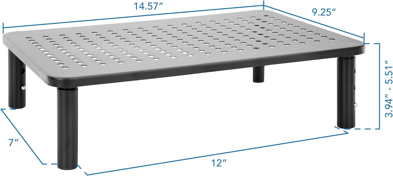 image:imageMountIt Metal Monitor Riser 2Pack Height Adjustable Computer Display and Laptop Stand for Desktop Fits Up to 32 Screens 44 Lbs Capacity Set of Two RisersSet of 2