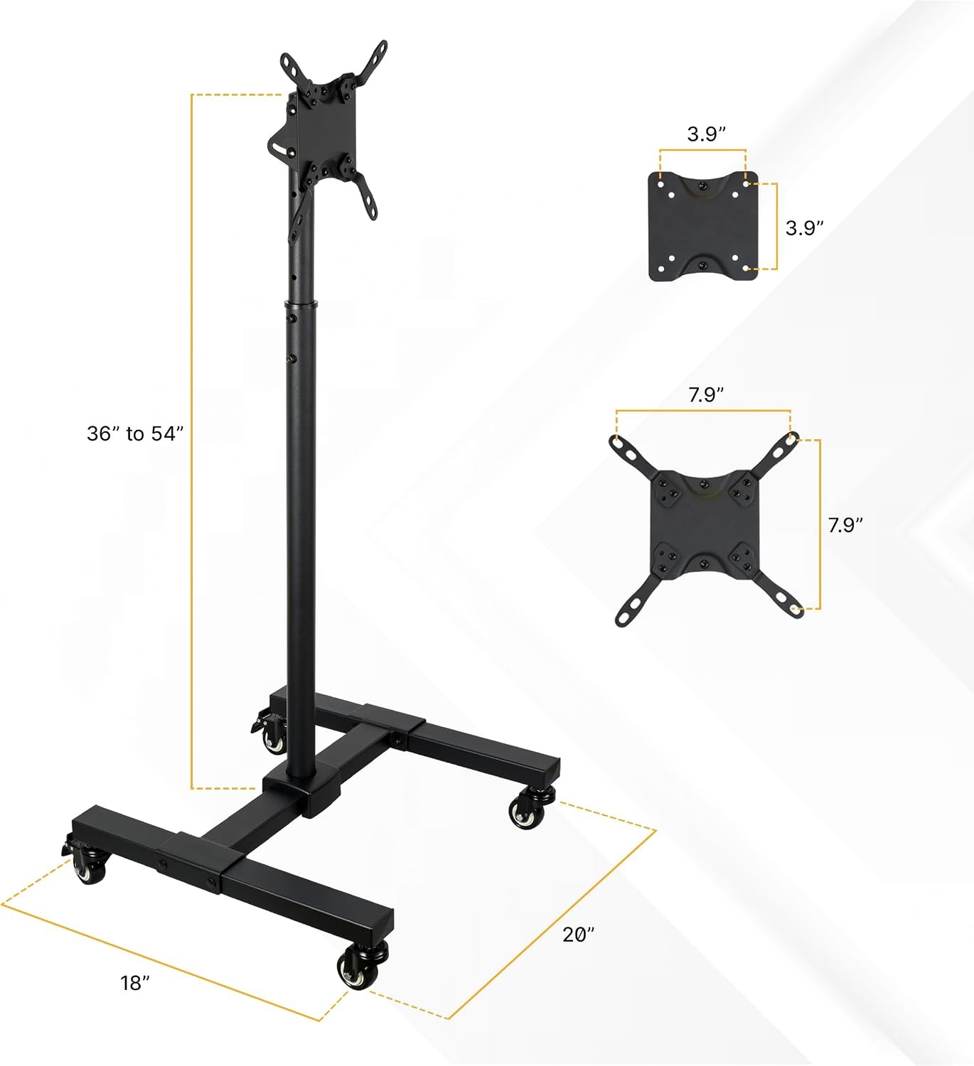 image:imageMountIt Mobile TV Stand with Locking Wheels Adjustable Height Rolling Cart for 13 42 Flat Panel LCD LED Screens VESA Compatible up to 200mm Black