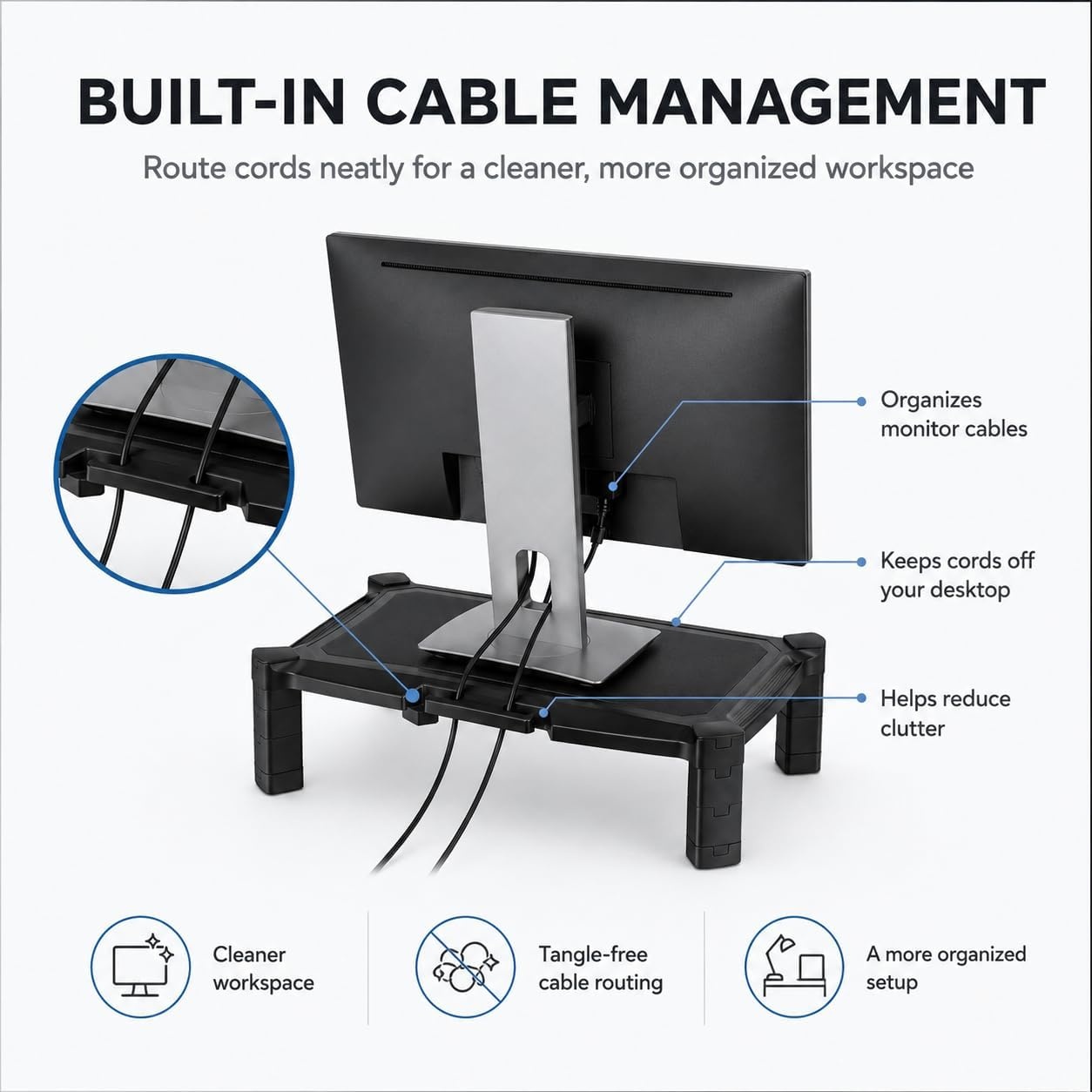 image:imageMountIt Monitor Stand Riser with Storage Height Adjustable Desk Shelf for Monitor amp Printer Large 19 Platform Fits 1332 Screens up to 22 lbs Desk Organizer Black