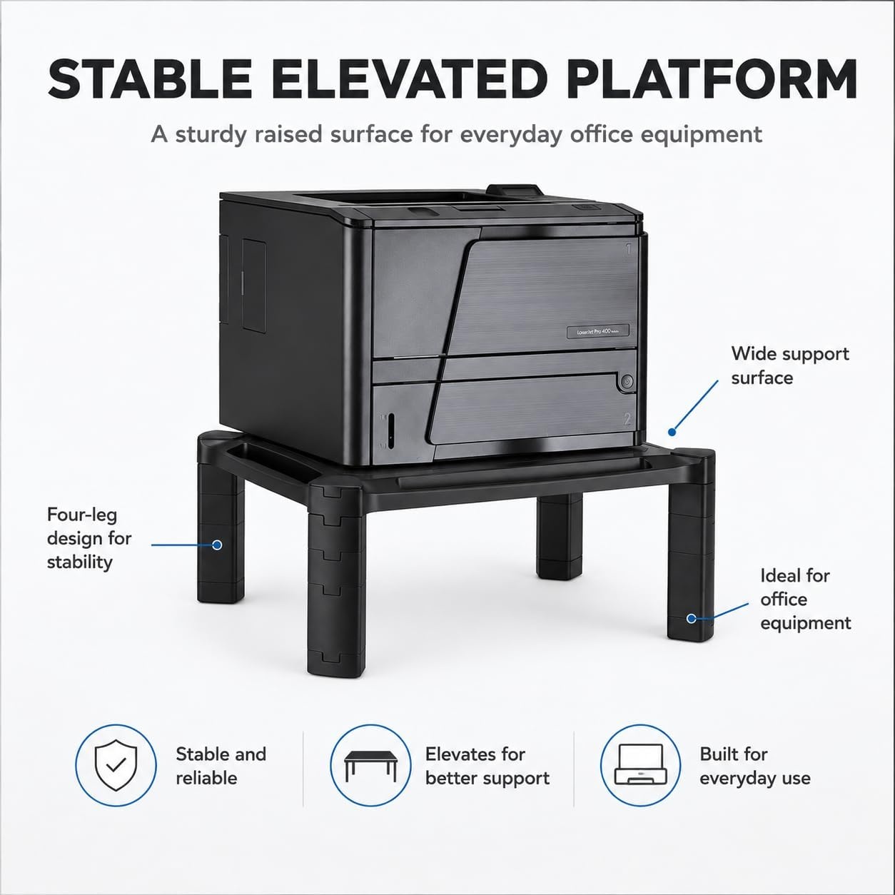 image:imageMountIt Monitor Stand Riser with Storage Height Adjustable Desk Shelf for Monitor amp Printer Large 19 Platform Fits 1332 Screens up to 22 lbs Desk Organizer Black