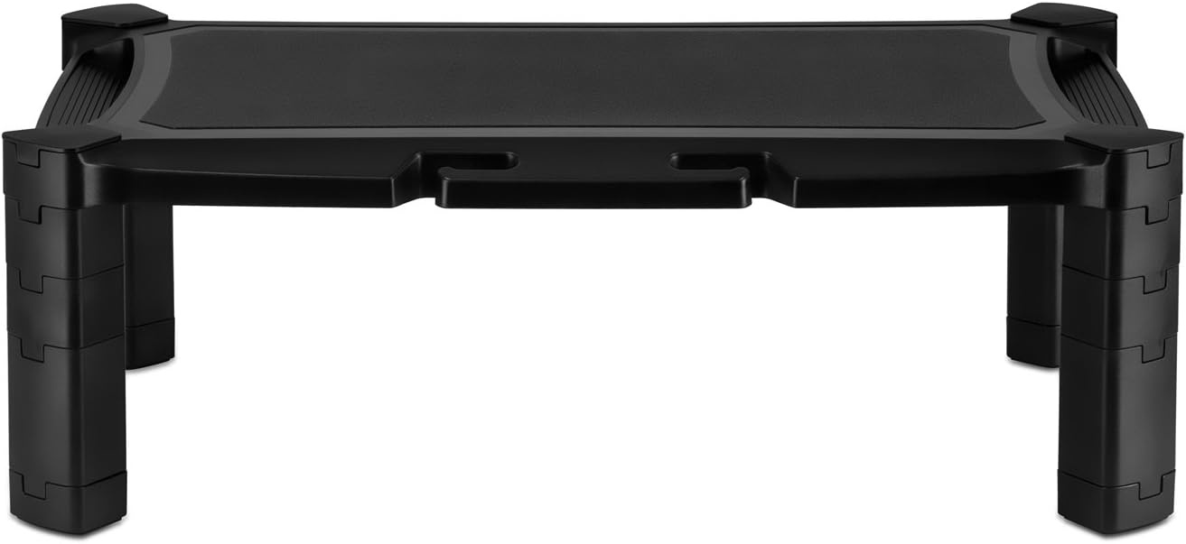 image:imageMountIt Monitor Stand Riser with Storage Height Adjustable Desk Shelf for Monitor amp Printer Large 19 Platform Fits 1332 Screens up to 22 lbs Desk Organizer Black