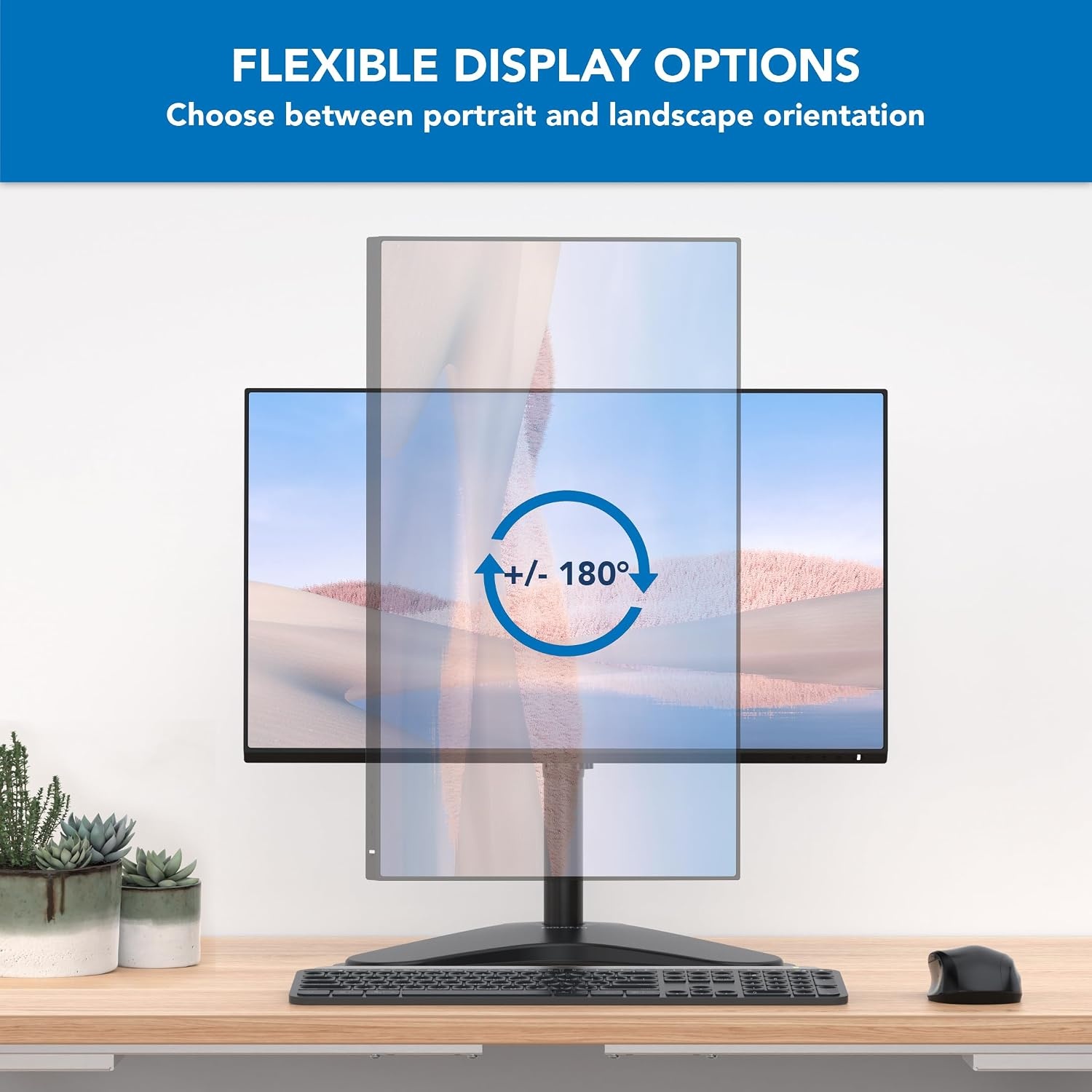 image:imageMountIt Monitor Stand for Desk Freestanding Single Monitor Mount for 21532 Screens Height Adjustable VESA Stand with Tilt Swivel amp Rotation Sturdy Base Supports 176 lbs
