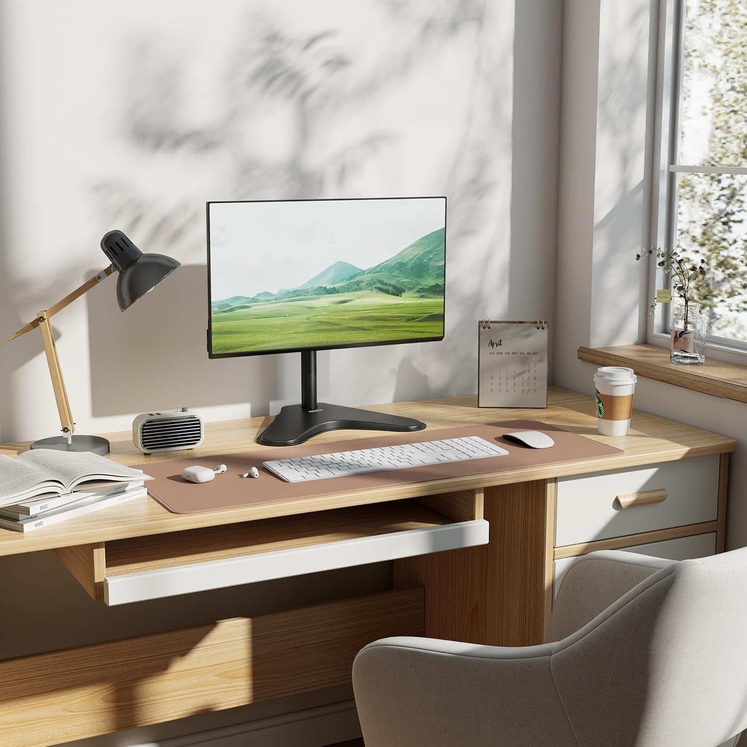 image:imageMountIt Monitor Stand for Desk Freestanding Single Monitor Mount for 21532 Screens Height Adjustable VESA Stand with Tilt Swivel amp Rotation Sturdy Base Supports 176 lbs