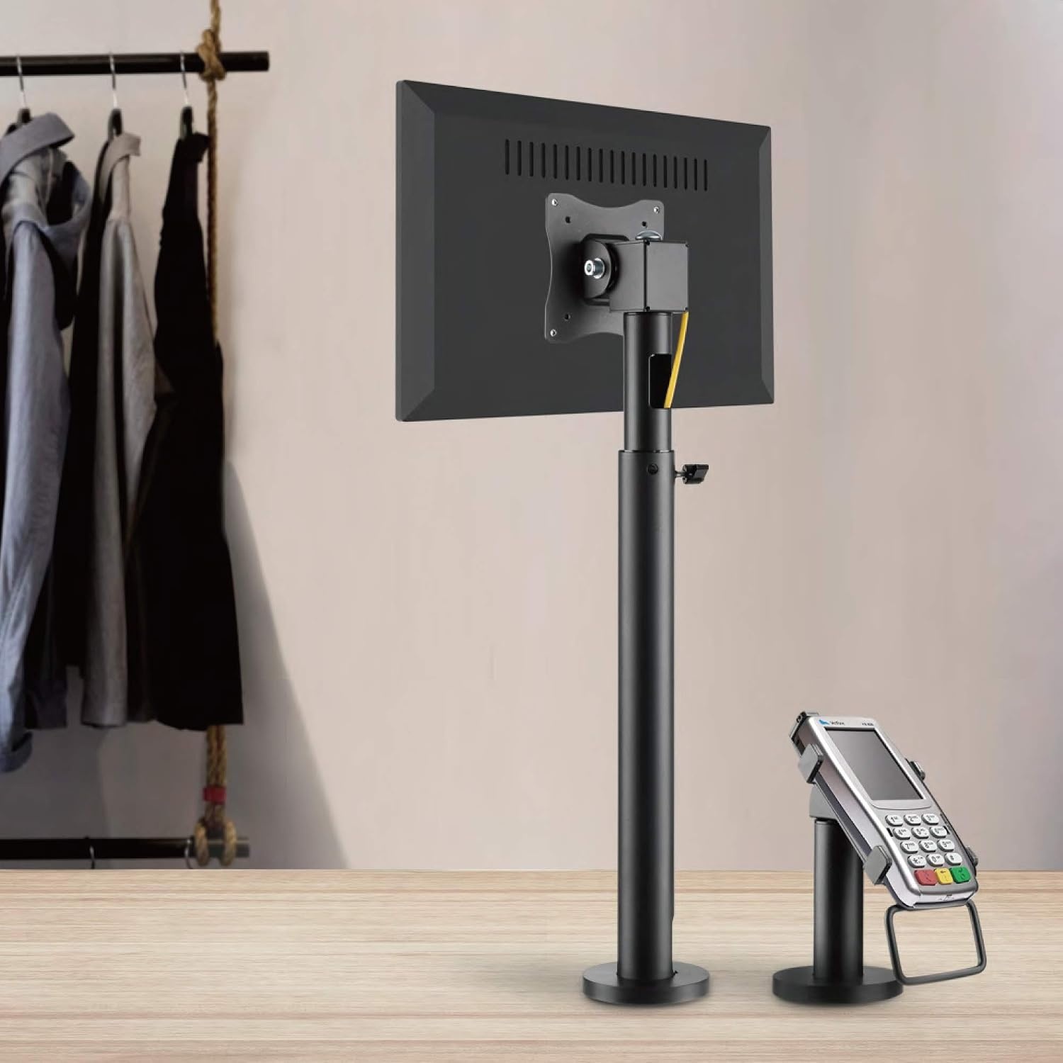 image:imageMountIt POS Credit Card Terminal Stand Compatible with VeriFone VX520 BoltDown Base Tilt Swivel Height Adjustable