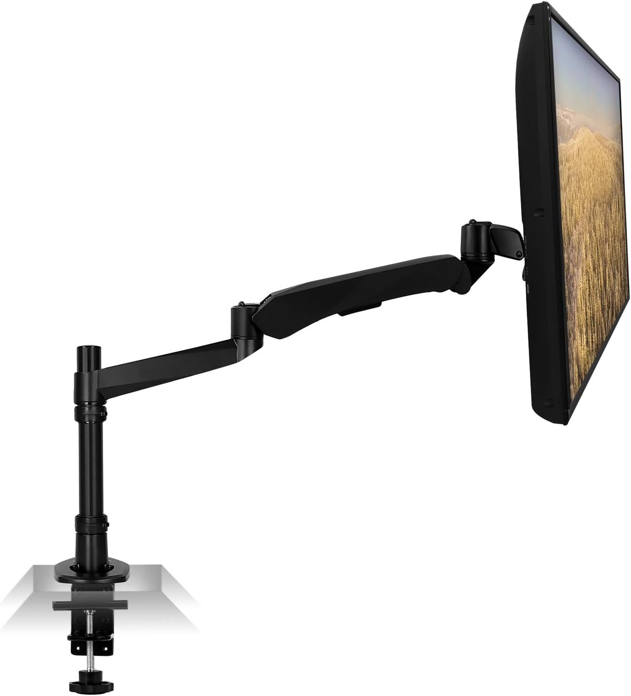 image:imageMountIt Premium Modular Monitor Desk Mount Arm Stand Full Motion Gas Spring Arm Fits 19 215 24 27 32 Inch Computer Screens with 75 100 VESA Patterns CClamp and Grommet Bases Black