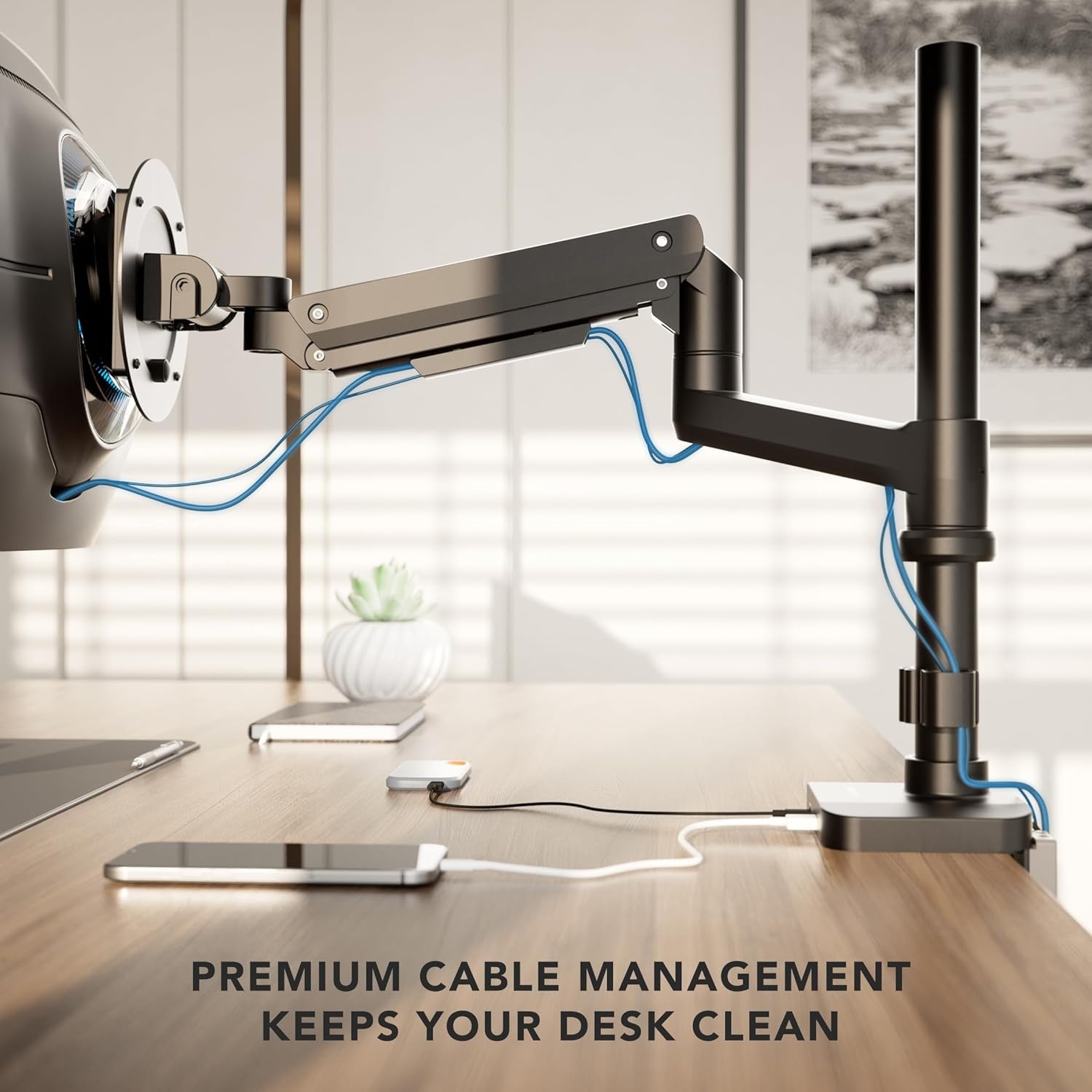 image:imageMountIt Proflex Series HeightAdjustable Ultrawide Monitor Arm with Pole Fits 1749 Screens Gas Spring 44 lbs Capacity USBC amp USB 30 Ports Full Motion VESA 75100 Clamp or Grommet