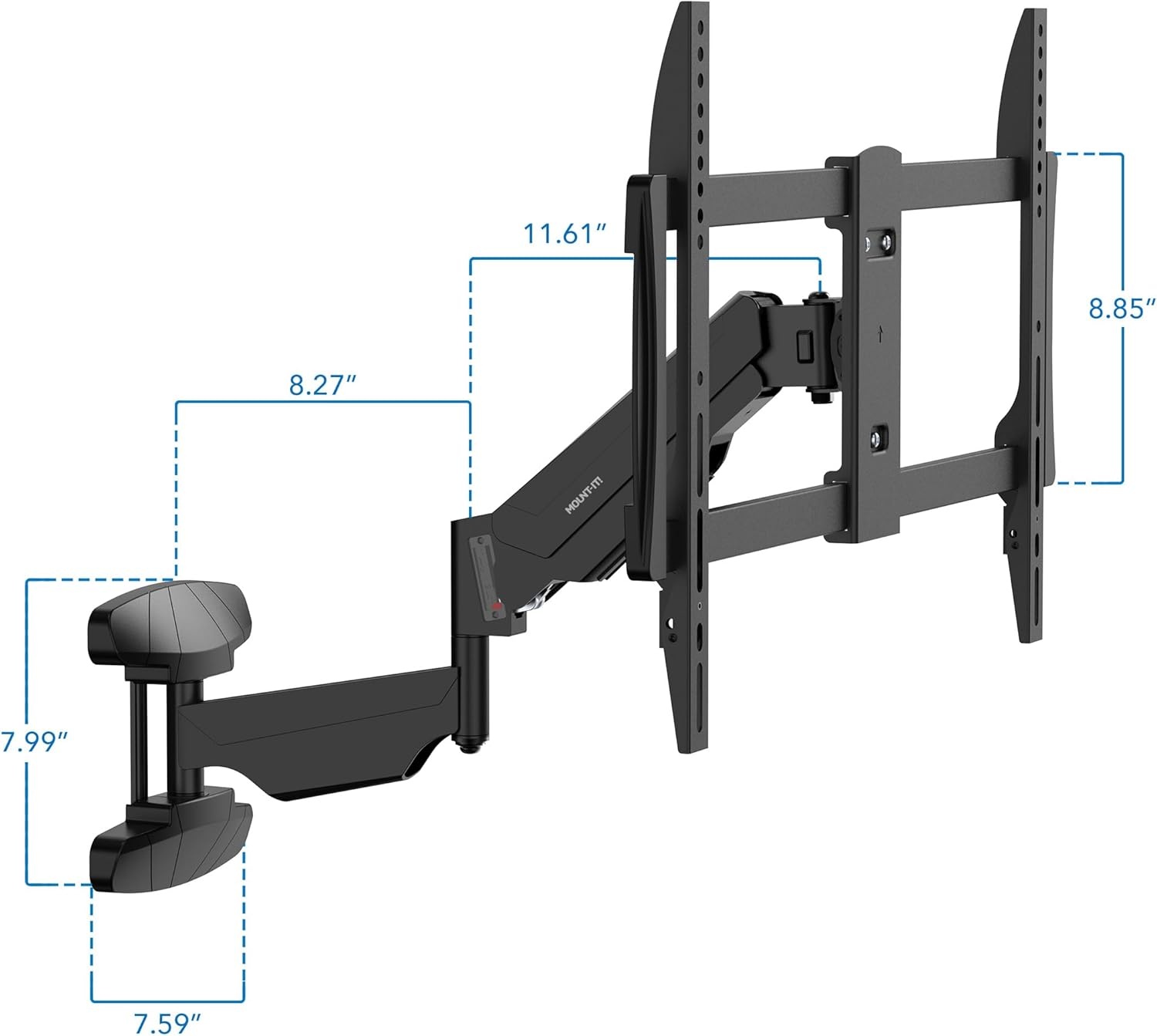 image:imageMountIt Pull Down TV Mount Drop Down Wall Mount with Gas Spring Arm HeightAdjustable TV Mount for 3780 Inch TVs Full Motion Swivel Tilt Bracket for Fireplace Fits VESA 600x400 Up to 88 lbs