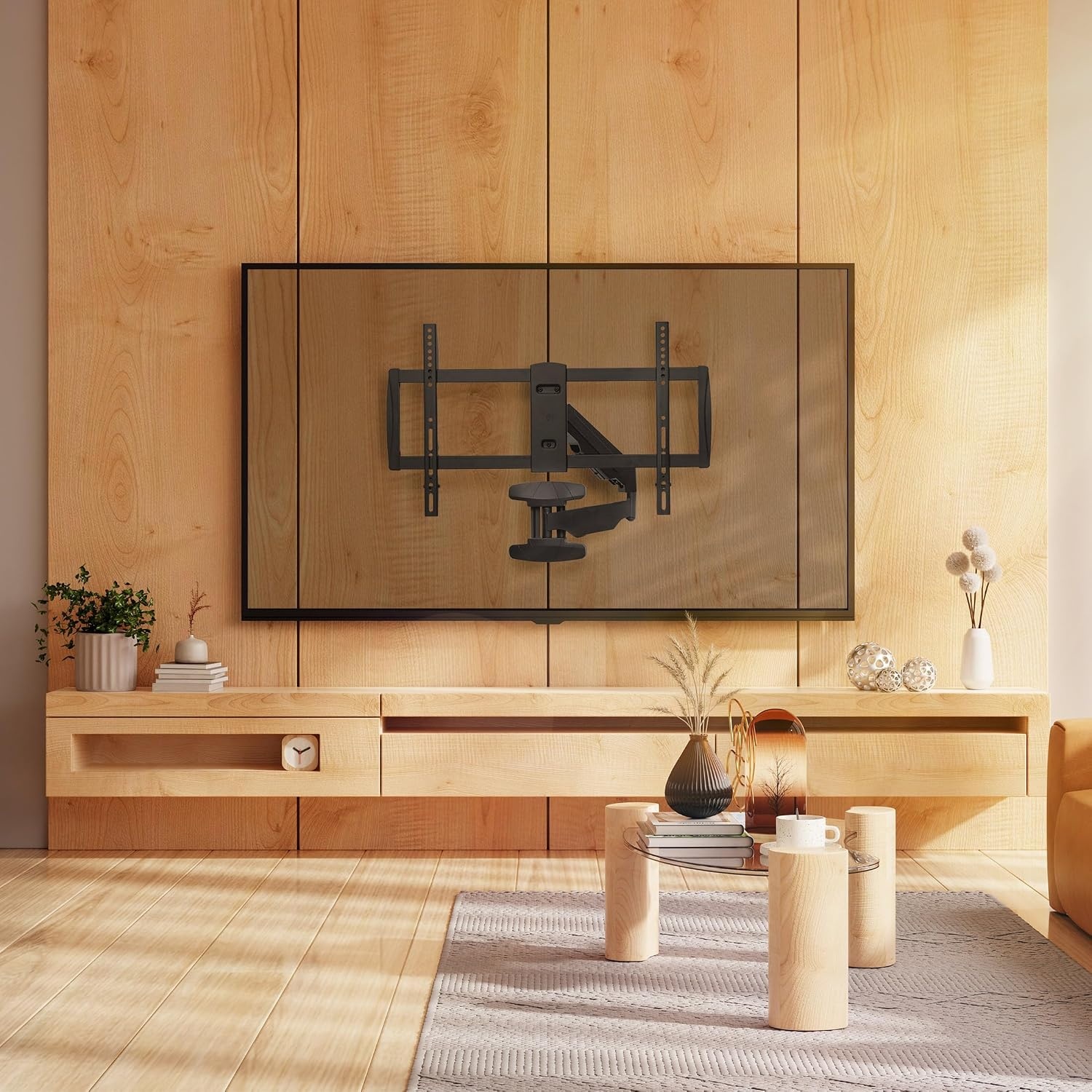 image:imageMountIt Pull Down TV Mount Drop Down Wall Mount with Gas Spring Arm HeightAdjustable TV Mount for 3780 Inch TVs Full Motion Swivel Tilt Bracket for Fireplace Fits VESA 600x400 Up to 88 lbs