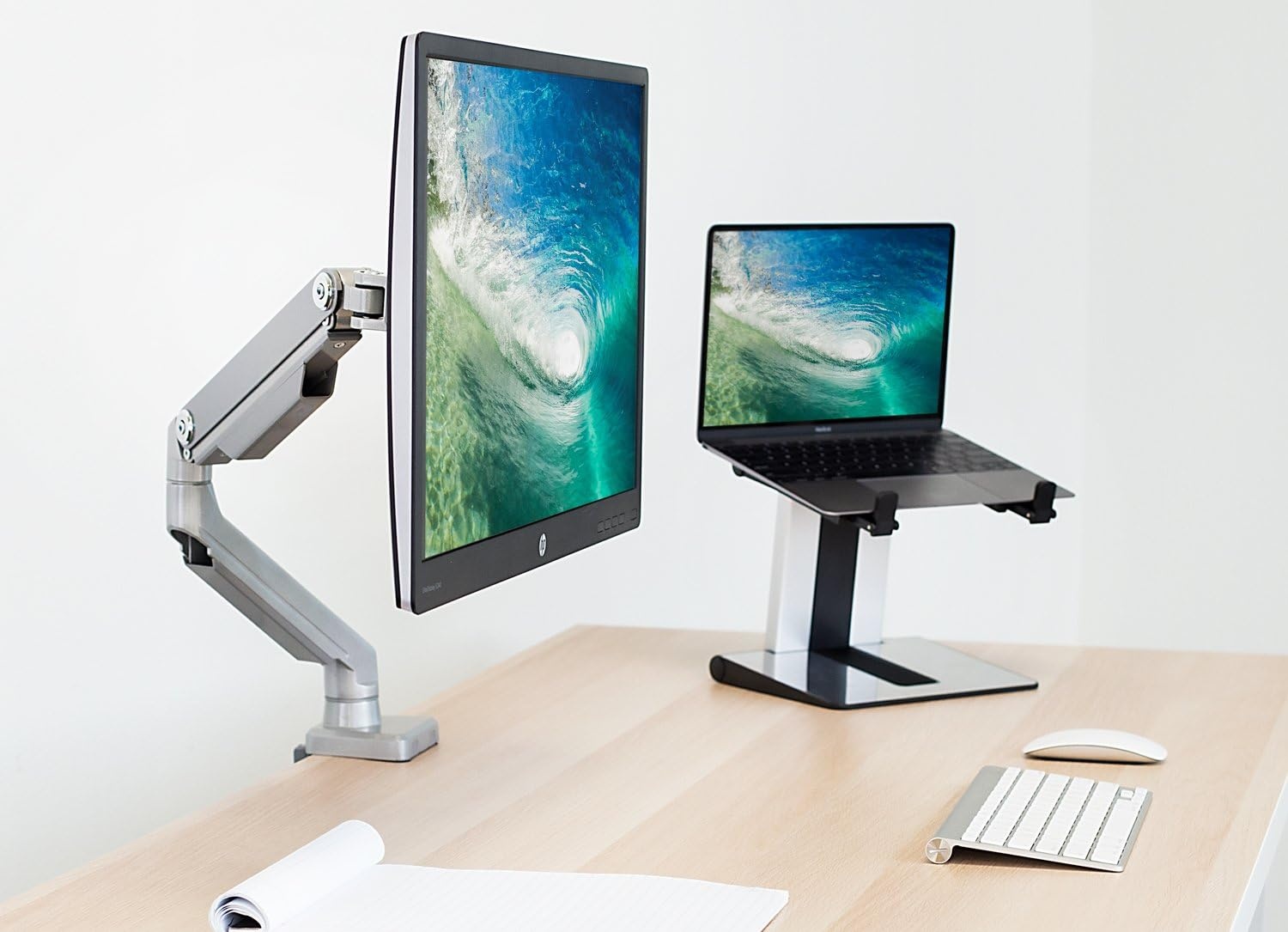 image:imageMountIt Single Monitor Arm Desk Mount Mechanical Spring Height Adjustable Monitor Stand for 1332 Inch Screens up to 176 lbs VESA 75x75 amp 100x100 CClamp amp Grommet