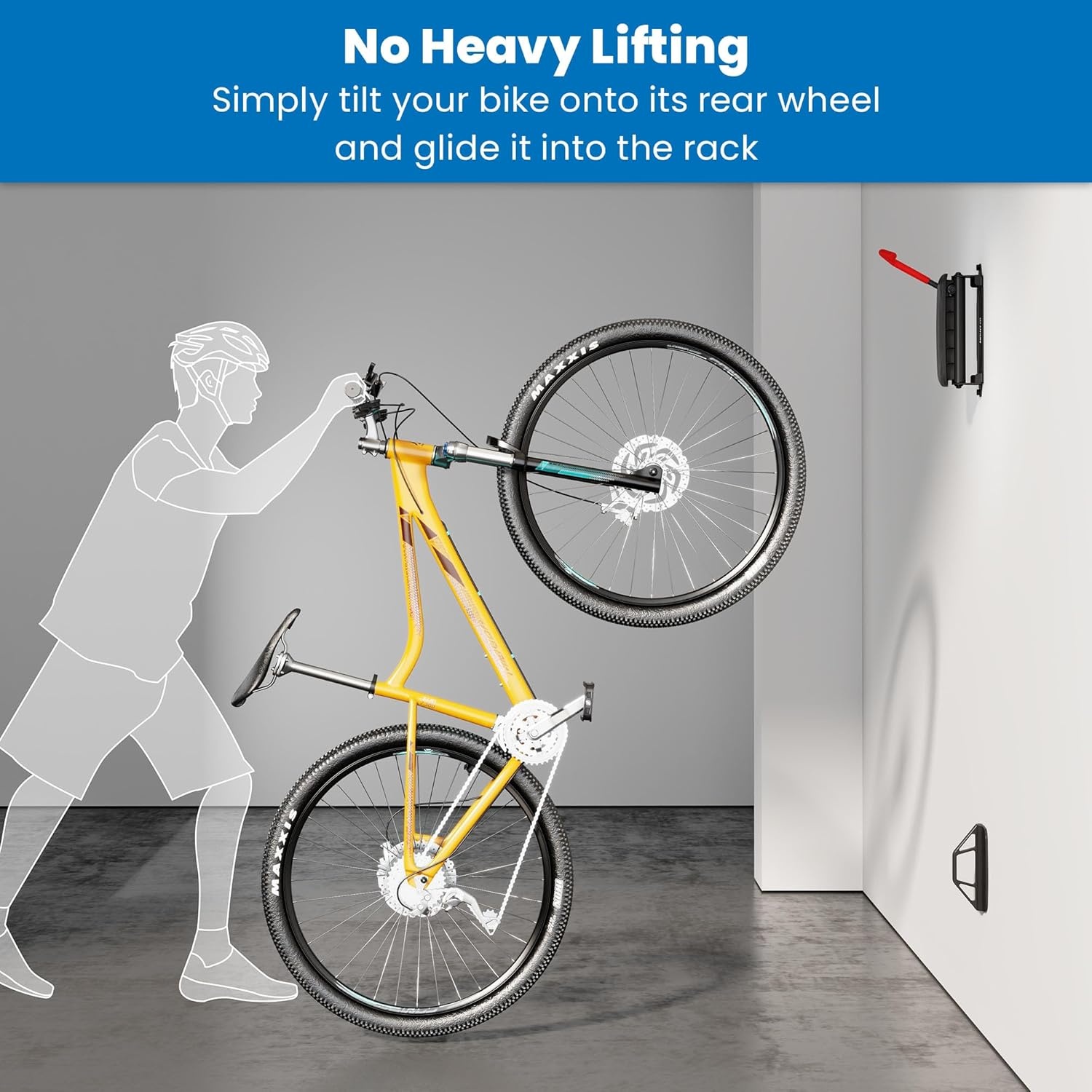 image:imageMountIt Swivel Bike Wall Mount HeavyDuty Vertical Bike Rack for Garage amp Home SpaceSaving Wall Mounted Bike Hanger Holds Up to 66 lbs Bike Storage Hook for Road Mountain amp Hybrid Bikes