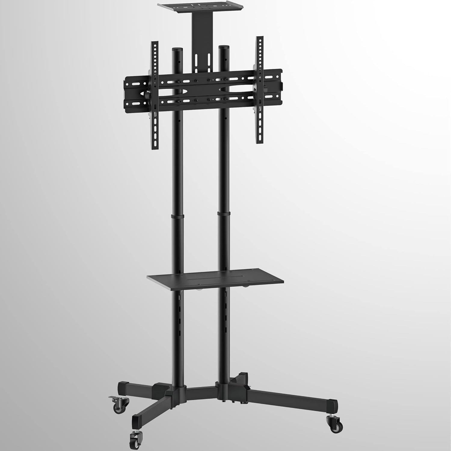 image:imageMountIt Tall Mobile TV Cart for 3770 Inch LCD LED OLED Flat amp Curved Screens Rolling TV Stand with Wheels Camera Tray amp AV Shelf Locking Casters Height Adjustable Max VESA 600x400 110 lbs