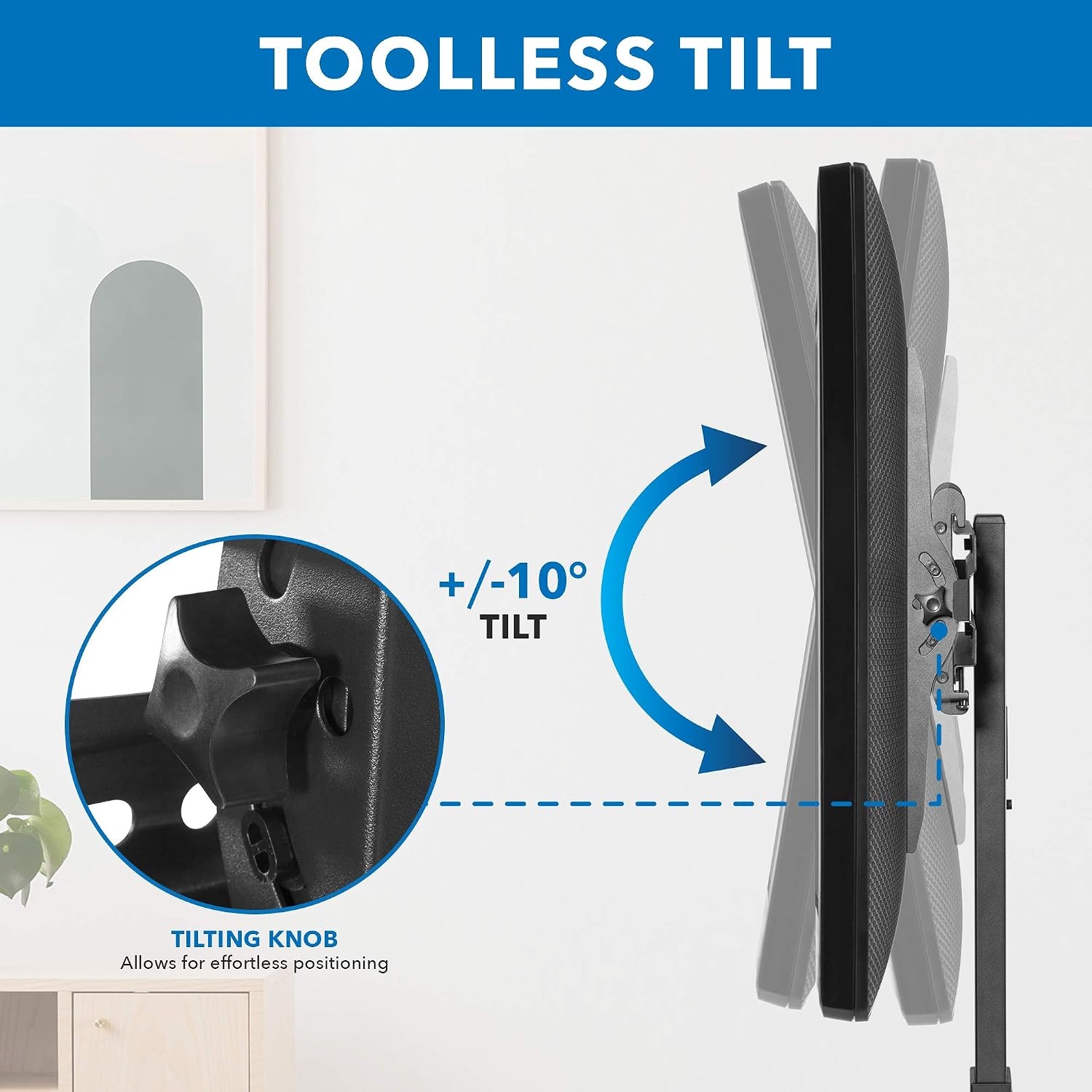 image:imageMountIt Tall TV Floor Stand with Shelf amp Tilt Height Adjustable 3755 TV Stand NoDrill Freestanding Floor Mount for Apartments amp Dorms Holds 77 lbs VESA 400x400