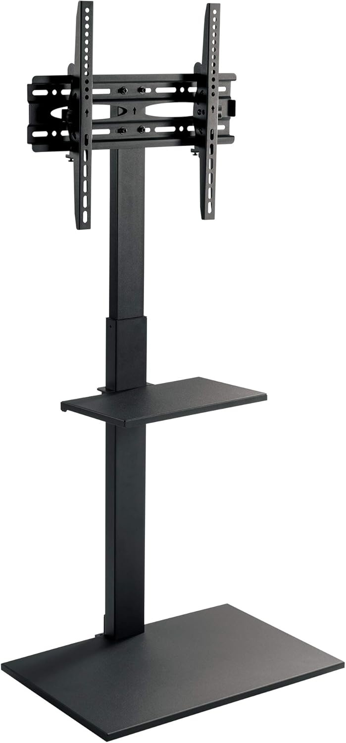 image:imageMountIt Tall TV Floor Stand with Shelf amp Tilt Height Adjustable 3755 TV Stand NoDrill Freestanding Floor Mount for Apartments amp Dorms Holds 77 lbs VESA 400x400