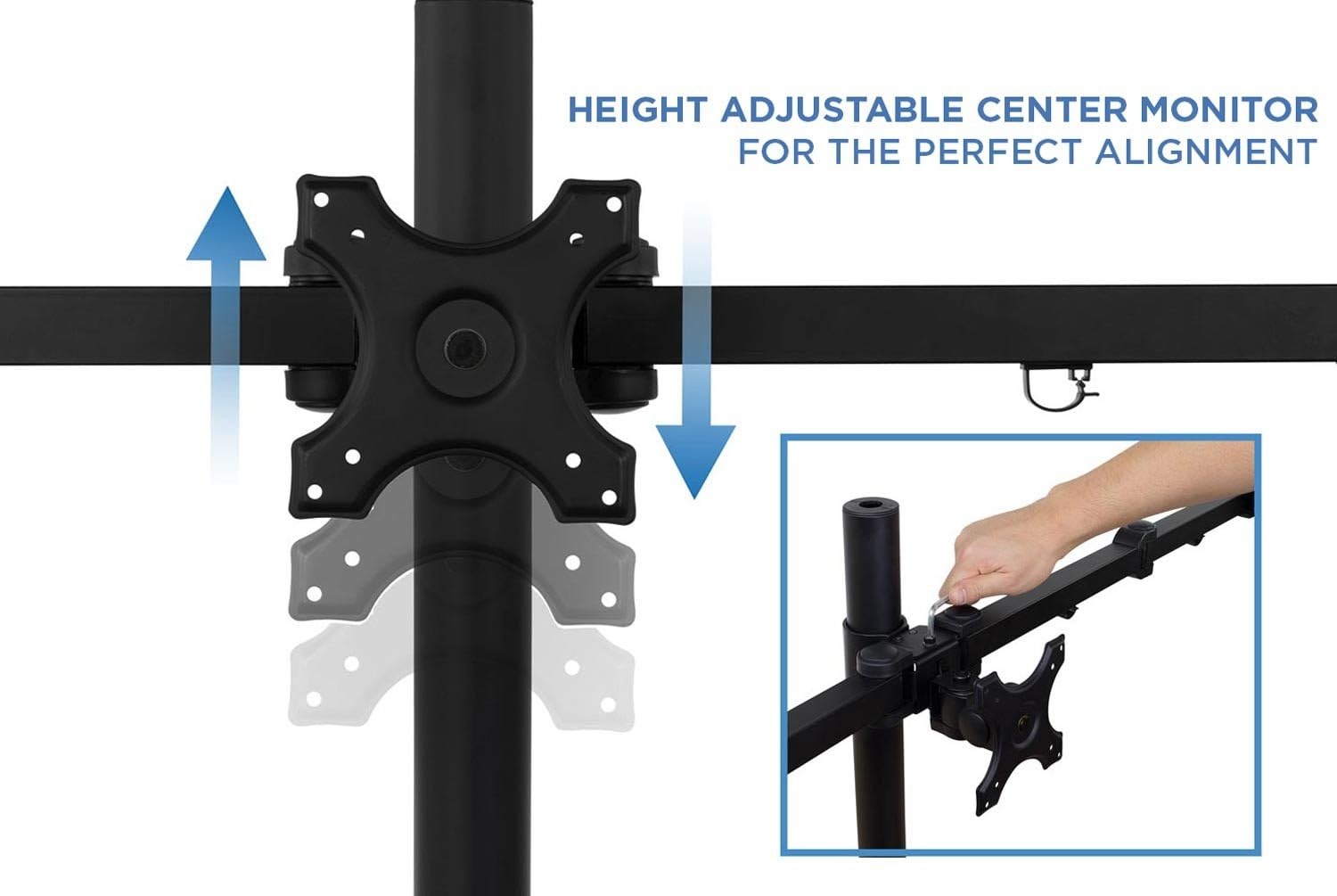 image:imageMountIt Triple Monitor Stand for 3 Screens up to 24 Height Adjustable Desk Mount with Free Standing or Grommet Base 22 lbs per Arm VESA 75x75 100x100 Compatible Full Motion Monitor Mount MI789