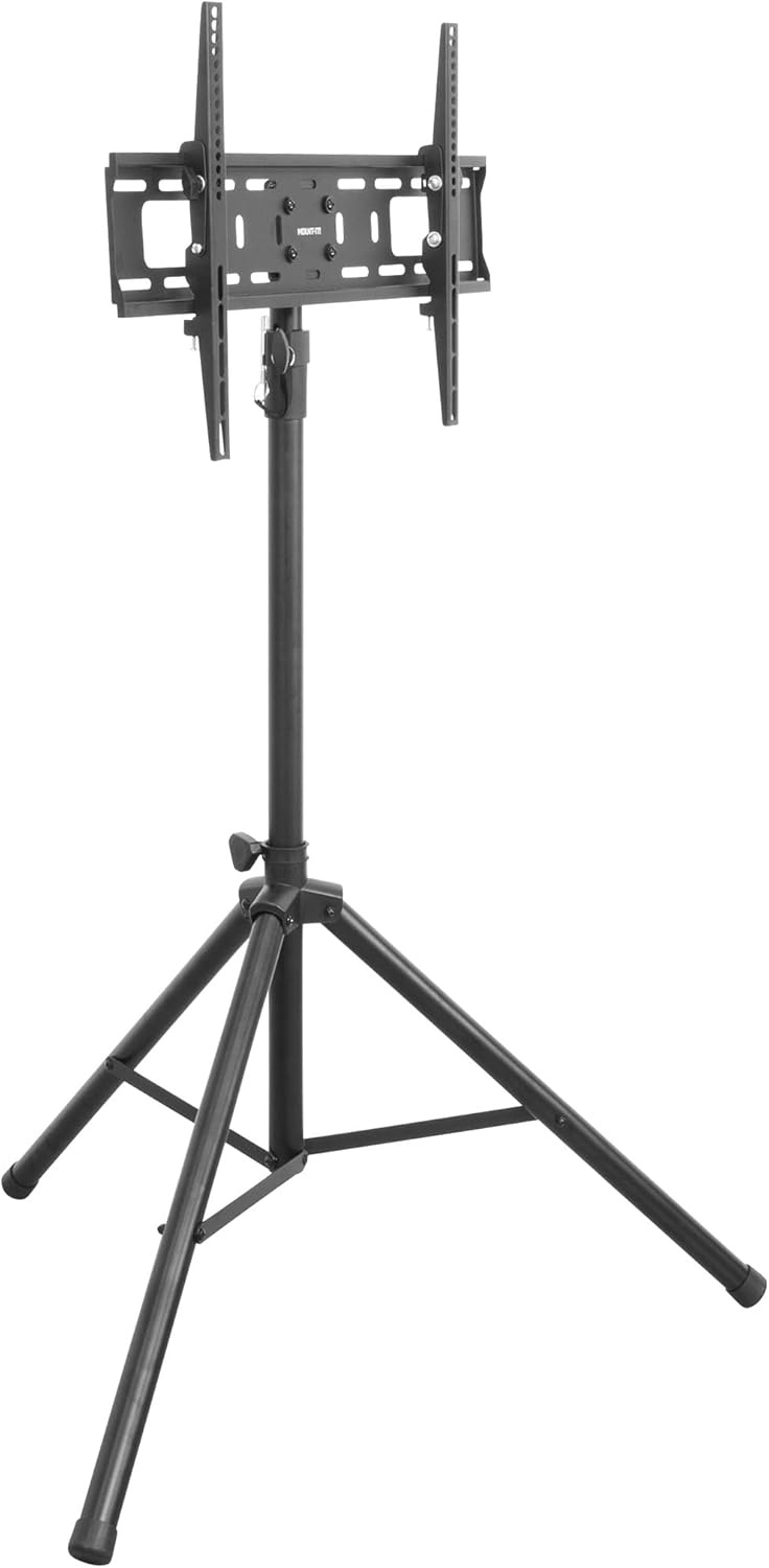 image:imageMountIt Tripod TV Stand Portable TV Tripod for Flat Screens 3270 Inch IndoorOutdoor Height Adjustable Stand VESA 200x200 to 600x400 for LCD LED OLED Curved TVs Holds up to 77lbs