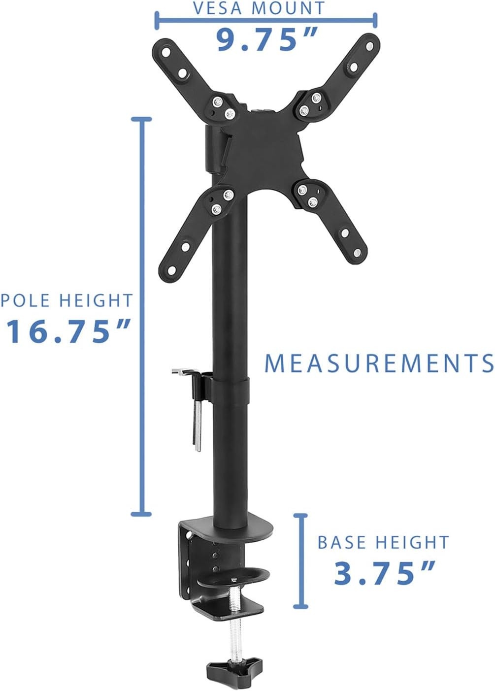 image:imageMountIt UltraWide Single Monitor Arm Desk Mount Height Adjustable Pole Stand for 1342 Inch Screens up to 22 lbs VESA 75x75 to 200x200 Clamp amp Grommet
