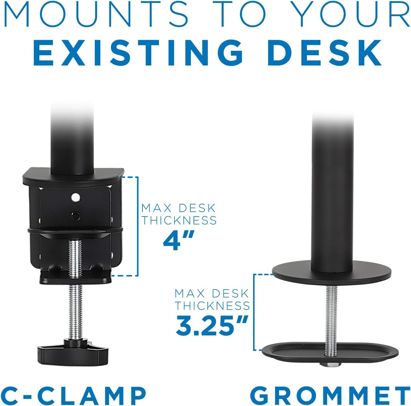image:imageMountIt UltraWide Single Monitor Arm Desk Mount Height Adjustable Pole Stand for 1342 Inch Screens up to 22 lbs VESA 75x75 to 200x200 Clamp amp Grommet