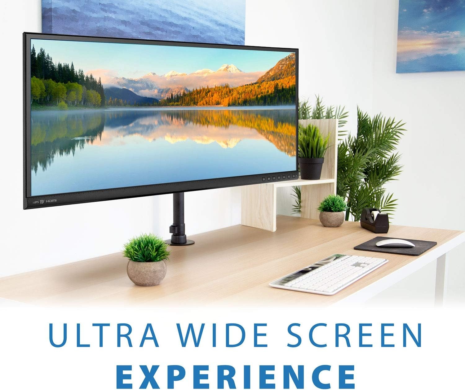 image:imageMountIt UltraWide Single Monitor Arm Desk Mount Height Adjustable Pole Stand for 1342 Inch Screens up to 22 lbs VESA 75x75 to 200x200 Clamp amp Grommet
