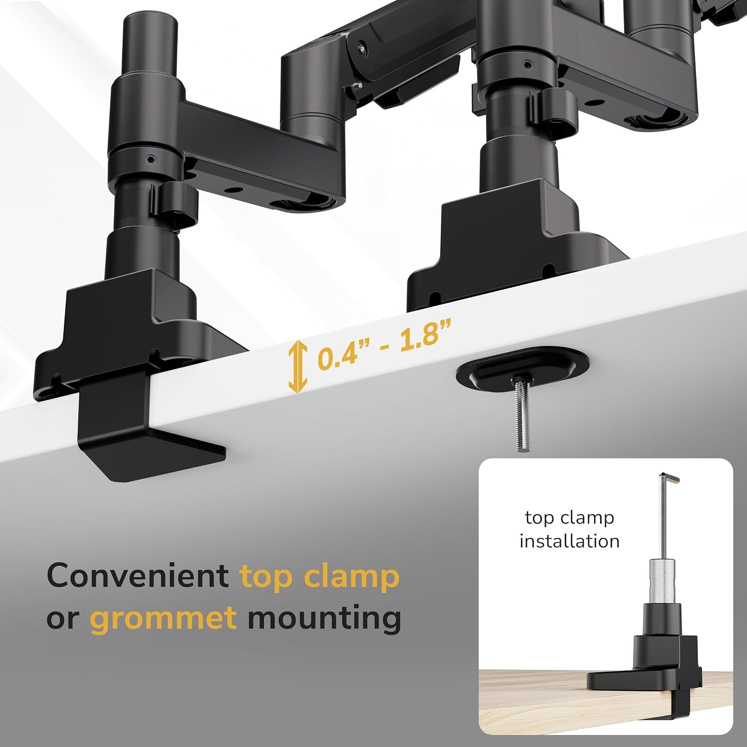image:imageMountIt Ultrawide Monitor Desk Mount with Pole Fits 1749 Screens Heavy Duty HeightAdjustable Gas Spring Arm 44 lbs Capacity Full Motion VESA 75100 Clamp or Grommet