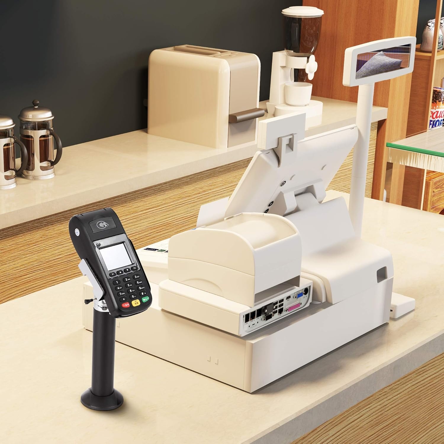 image:imageMountIt Universal Credit Card POS Terminal Stand for VeriFone Ingenico First Data Card Readers Adjustable Clamp Width With Tilt Swivel Adhesive or Bolt Down Installation