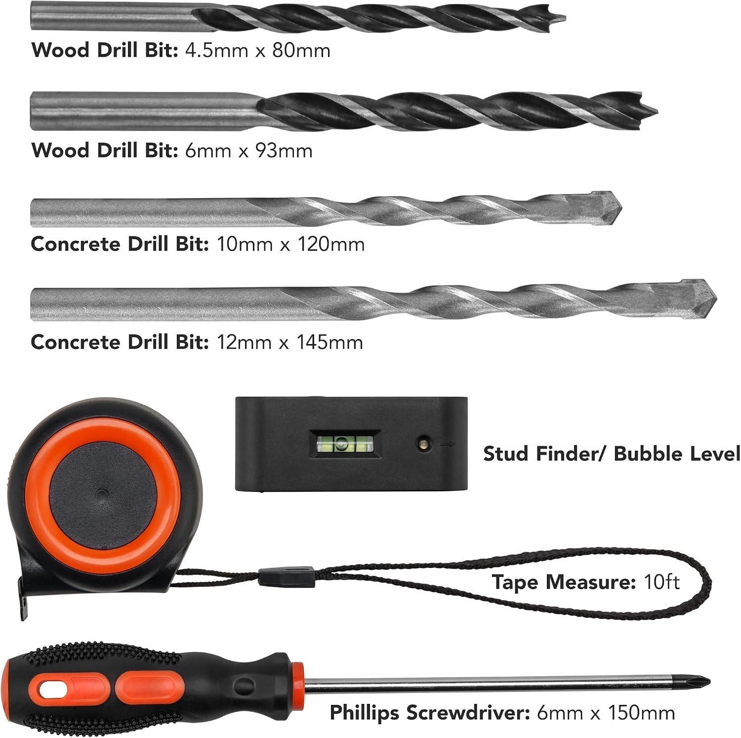 image:imageMountIt Universal TV Mount Installation Kit 7Piece Set Includes 2 Wood Drill Bits 2 Concrete Drill Bits 1 Stud Finder with Bubble Level 1 Tape Measure 1 Philipps Screwdriver