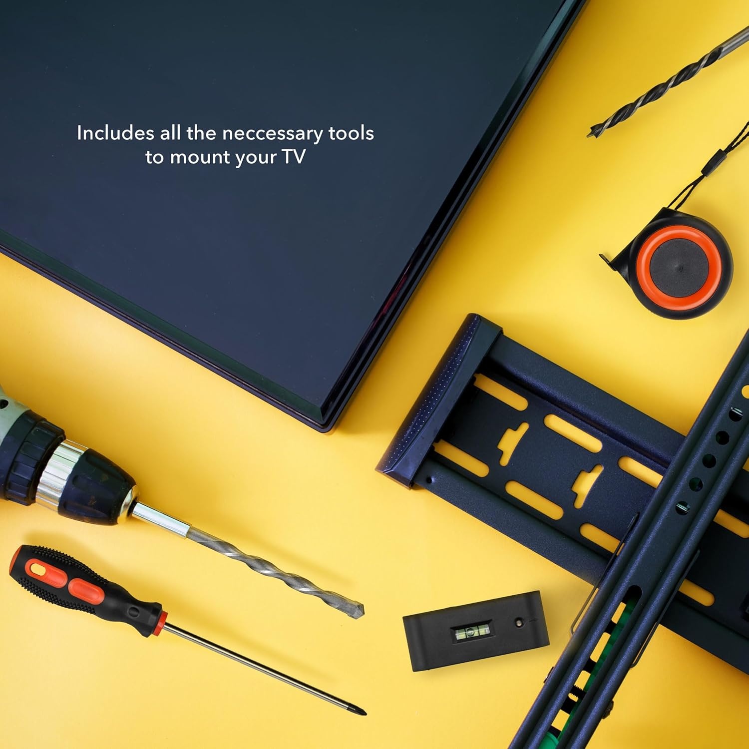 image:imageMountIt Universal TV Mount Installation Kit 7Piece Set Includes 2 Wood Drill Bits 2 Concrete Drill Bits 1 Stud Finder with Bubble Level 1 Tape Measure 1 Philipps Screwdriver