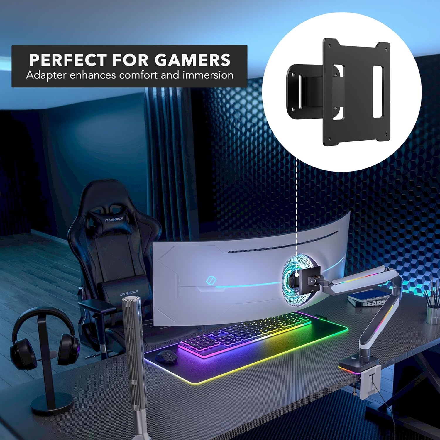 image:imageMountIt VESA Adapter for Samsung UltraWide Monitors Compatible with Odyssey G9 Neo G9 CRG9 CHG9 CHG90 Converts to Standard 100x100 VESA HeavyDuty Steel Bracket for Monitor Arms