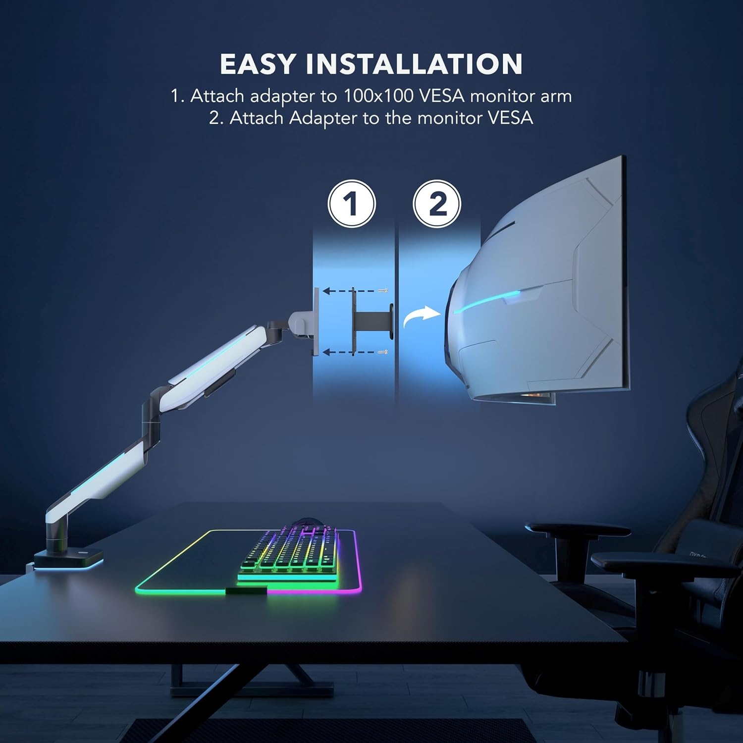 image:imageMountIt VESA Adapter for Samsung UltraWide Monitors Compatible with Odyssey G9 Neo G9 CRG9 CHG9 CHG90 Converts to Standard 100x100 VESA HeavyDuty Steel Bracket for Monitor Arms