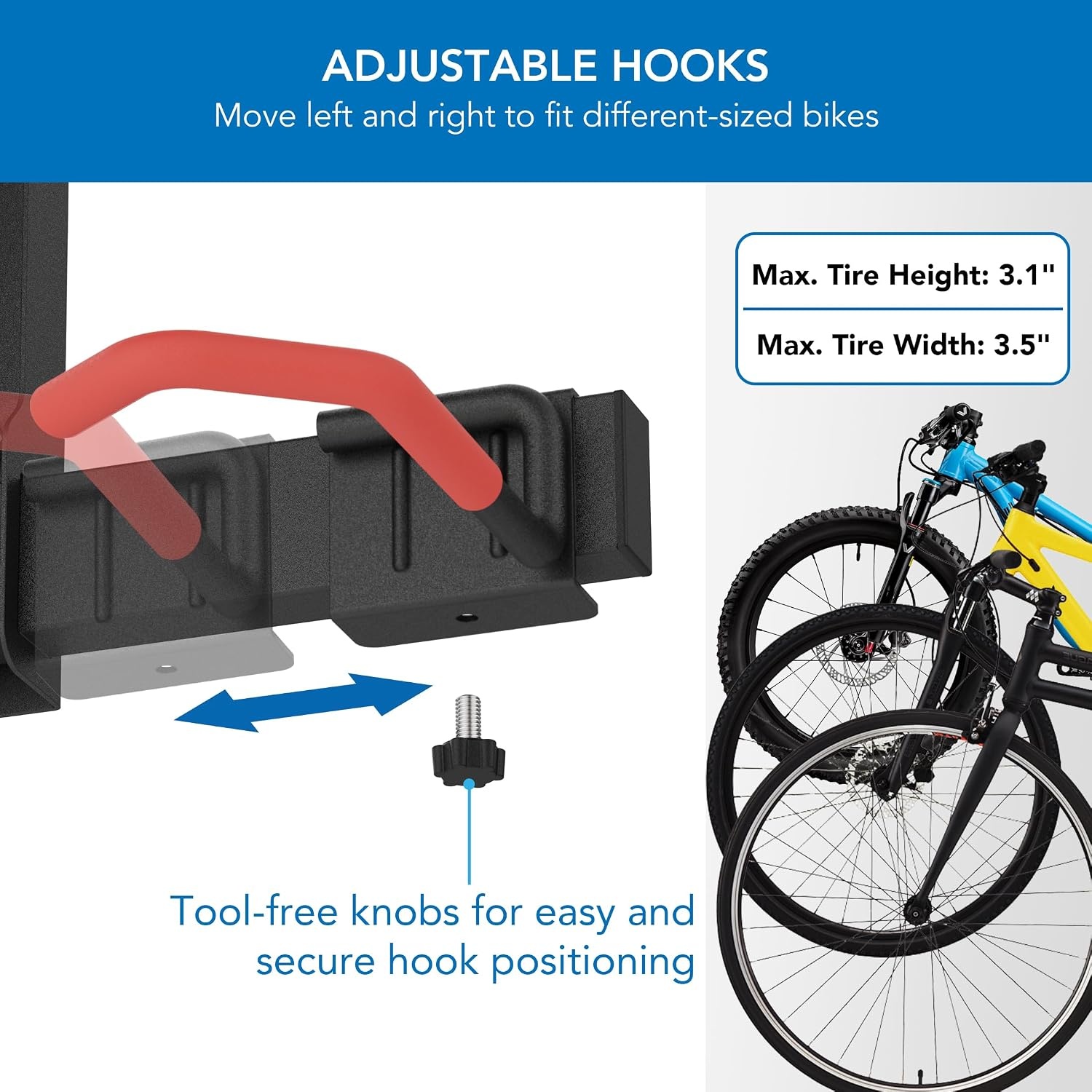 image:imageMountIt WheelsUp Bike Storage Rack with Shelf Wall Mounted Garage Organizer Holds 5 Bikes Adjustable Padded Hooks Max Capacity 385 lbs SpaceSaving Solution