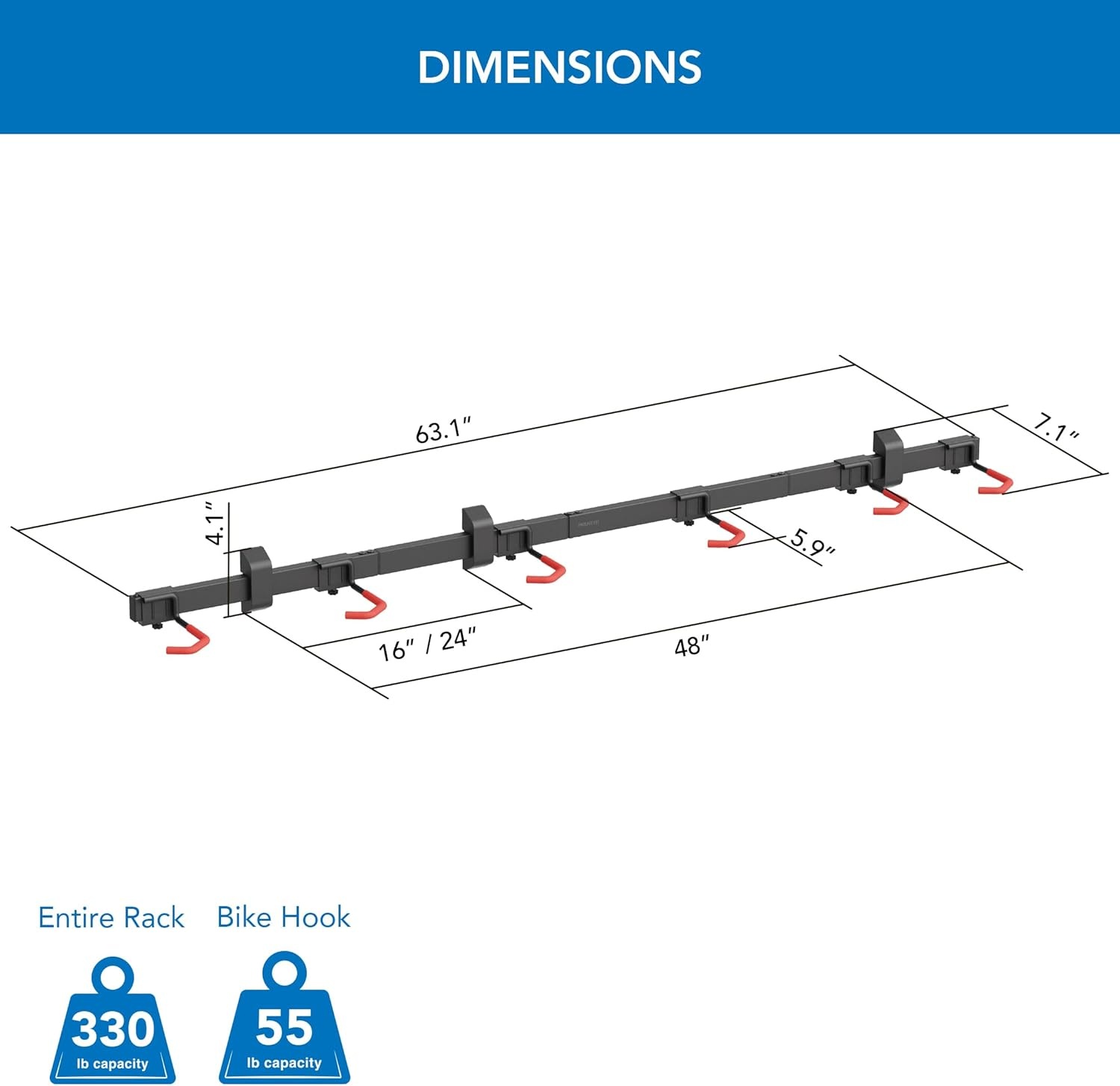 image:imageMountIt WheelsUp Bike Wall Mount for 6 Bikes HeavyDuty Garage Storage Rack Adjustable Padded Hooks SpaceSaving Vertical Bike Storage Solution for Home and Garage Max Capacity 330 lbs