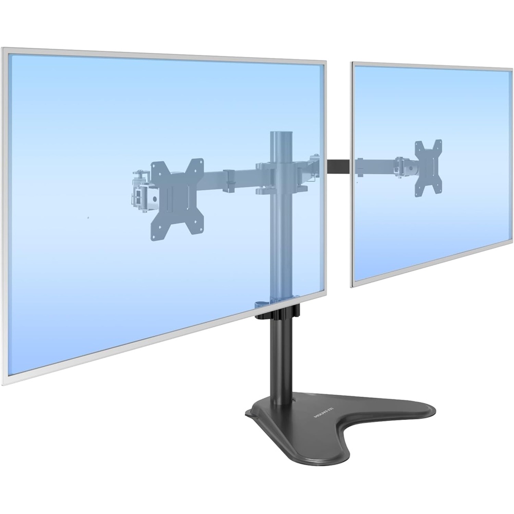image:imageMountIt Dual Monitor Stand Premium Adjustable Desk Mount for Two 1332 Inch Screens up to 17 lbs Each Full Motion Swivel Tilt Rotate Height Adjustable Arms VESA 75x75 100x100 Steel Base