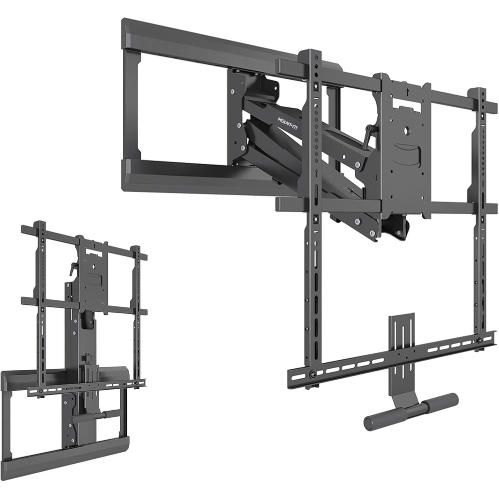 image:imageMountIt Fireplace Mantel TV Wall Mount Above Fireplace Height Adjustable TV Mount Pull Down Mantle Mount with Spring Assist 6585 inches VESA 100x100 to 800x500 max 110 lb WeightFor 42 65 TV 17655 Lbs