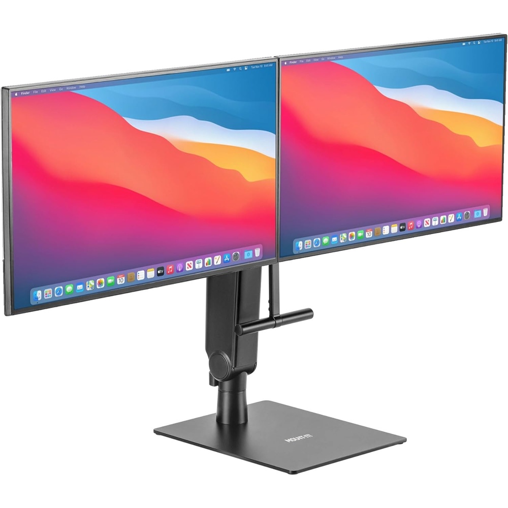 image:imageMountIt Freestanding Dual Monitor Stand 17 to 32 Height Adjustable Tension Adjustable Spring Monitor Stand for 2 Screens Max VESA 100x100 Swivel Rotation Instant Height Adjustment Black