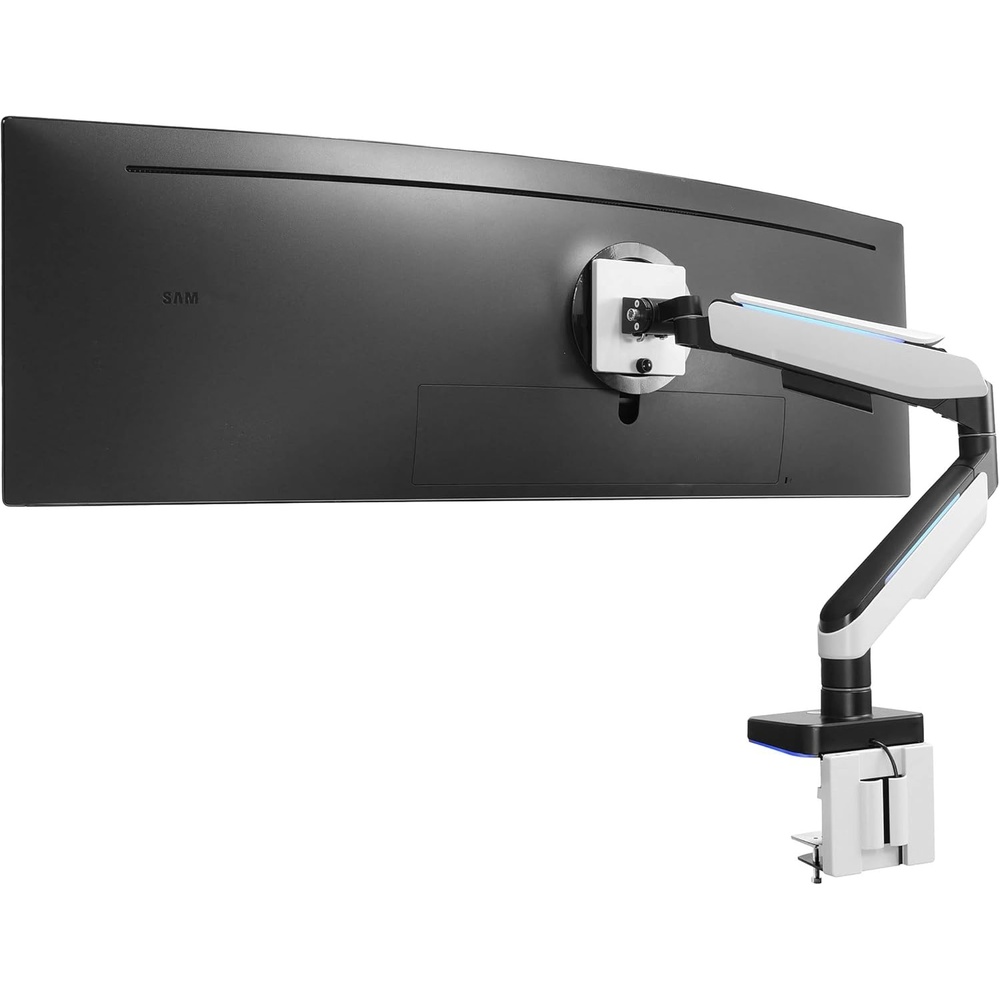 image:imageMountIt HeavyDuty Ultrawide Monitor Arm up to 49 44 lb Capacity Desk Mount for Curved amp Widescreen Monitors Compatible with Samsung Odyssey G9 Gas Spring RGB Lighting VESA 75x75 amp 100x100