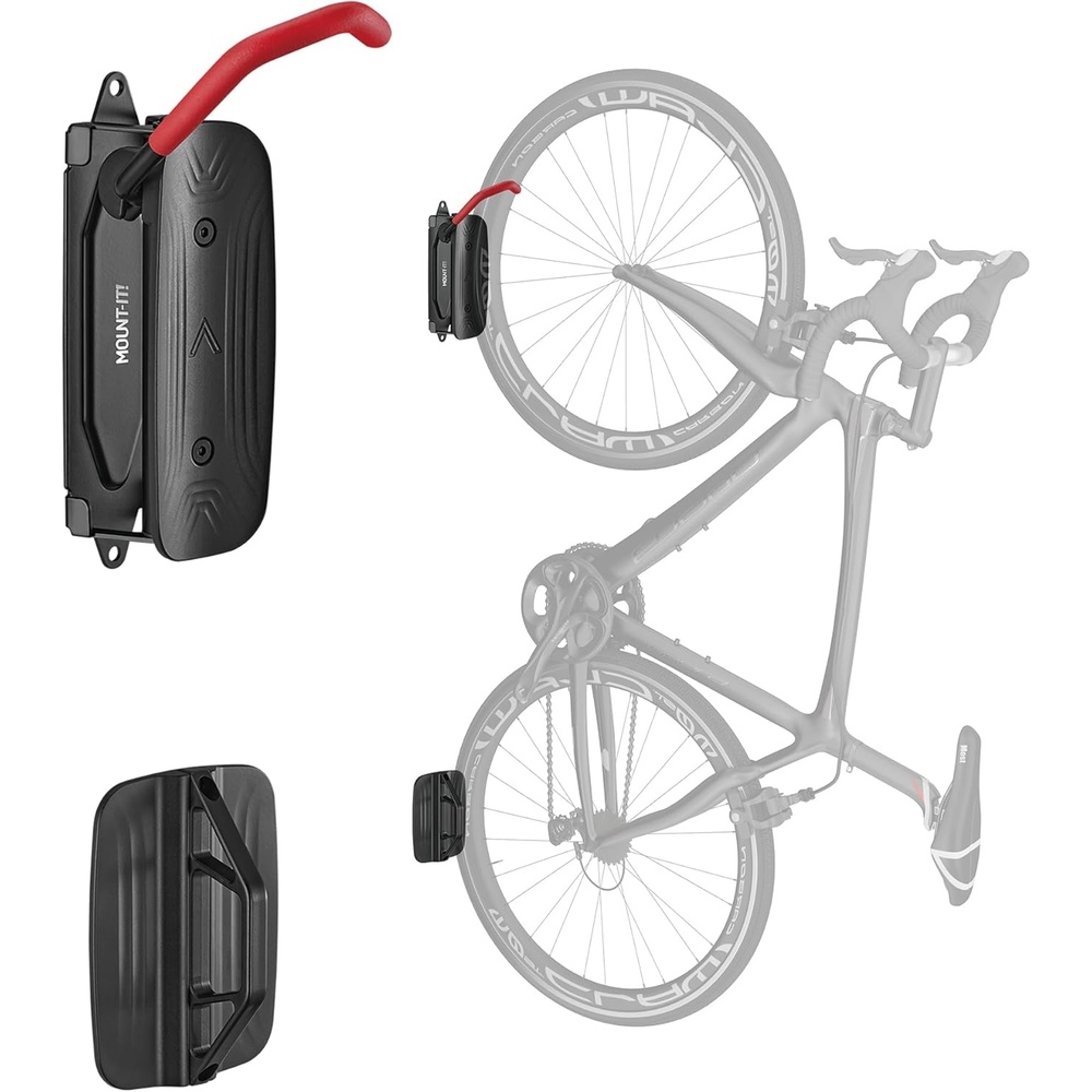 image:imageMountIt Swivel Bike Wall Mount HeavyDuty Vertical Bike Rack for Garage amp Home SpaceSaving Wall Mounted Bike Hanger Holds Up to 66 lbs Bike Storage Hook for Road Mountain amp Hybrid Bikes