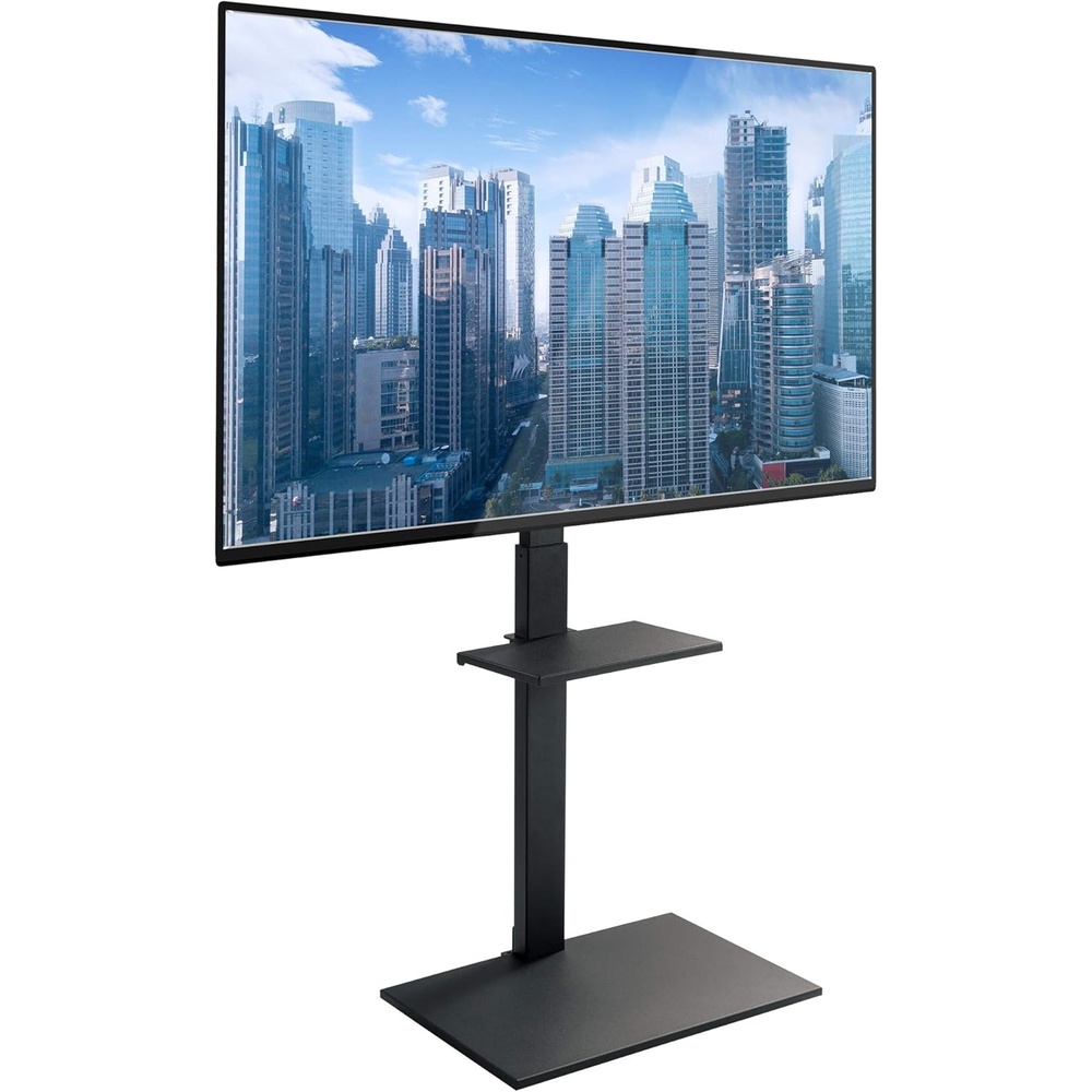 image:imageMountIt Tall TV Floor Stand with Shelf amp Tilt Height Adjustable 3755 TV Stand NoDrill Freestanding Floor Mount for Apartments amp Dorms Holds 77 lbs VESA 400x400