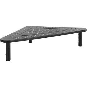 image:imageCorner Monitor Stand  Adjustable Height Corner Desk Shelf  Triangle Screen Riser Ergonomic Space Saving Design Ventilated Metal Black