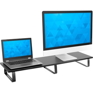 image:imageMountIt 39 Extra Long Dual Monitor Stand Riser  Ergonomic Desk Organizer for 2 Monitors Laptop TV or Printer  HeavyDuty Steel amp Wood Desktop Shelf with Storage  Supports 44 Lbs  Black