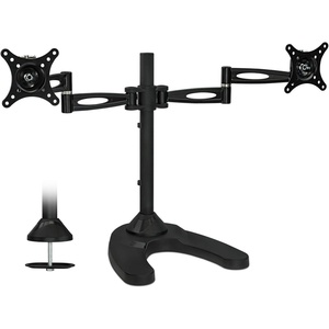 image:imageMountIt Dual Monitor Stand for Desk Adjustable Monitor Stand for 2 Screens up to 27 22 lbs Each VESA 75x75 100x100 Full Motion Arms Free Standing Base or Grommet Mount MI792