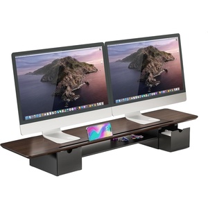 image:imageMountIt Extra Wide 39 Dual Monitor Stand Riser with 2 Drawers Holds 66 lbs Real Wood Platform BuiltIn Device Slot Removable Shelf Home Office Desk Organizer