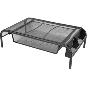 image:imageMountIt Metal Mesh Monitor Stand with Drawer Ergonomic Desk Organizer and Riser for Monitors and Laptops Desktop Stand with Extra Storage and Side Pocket Black