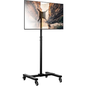 image:imageMountIt Mobile TV Stand with Locking Wheels  Adjustable Height Rolling Cart for 13  42 Flat Panel LCD LED Screens  VESA Compatible up to 200mm  Black