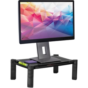 image:imageMountIt Monitor Stand Riser with Storage Height Adjustable Desk Shelf for Monitor amp Printer Large 19 Platform Fits 1332 Screens up to 22 lbs Desk Organizer Black