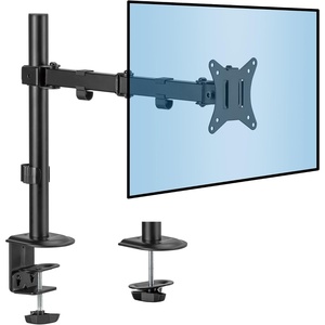 image:imageMountIt Single Monitor Arm Mount  Desk Stand  Full Motion Height Adjustable Articulating Tilt  Fits 19 21 24 27 29 30 32 Inch VESA 75 100 Compatible Computer Screen  CClamp and Grommet Base