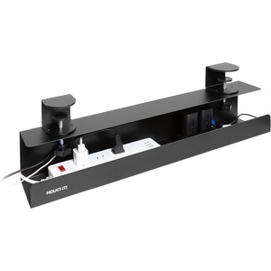 image:imageMountIt Under Desk Cable Management Tray  ClampOn NoDrill Metal Cable Management Tray for Desk amp Standing Desk Wire amp Cord Organizer for Power Strips Glass Desks  236 Black
